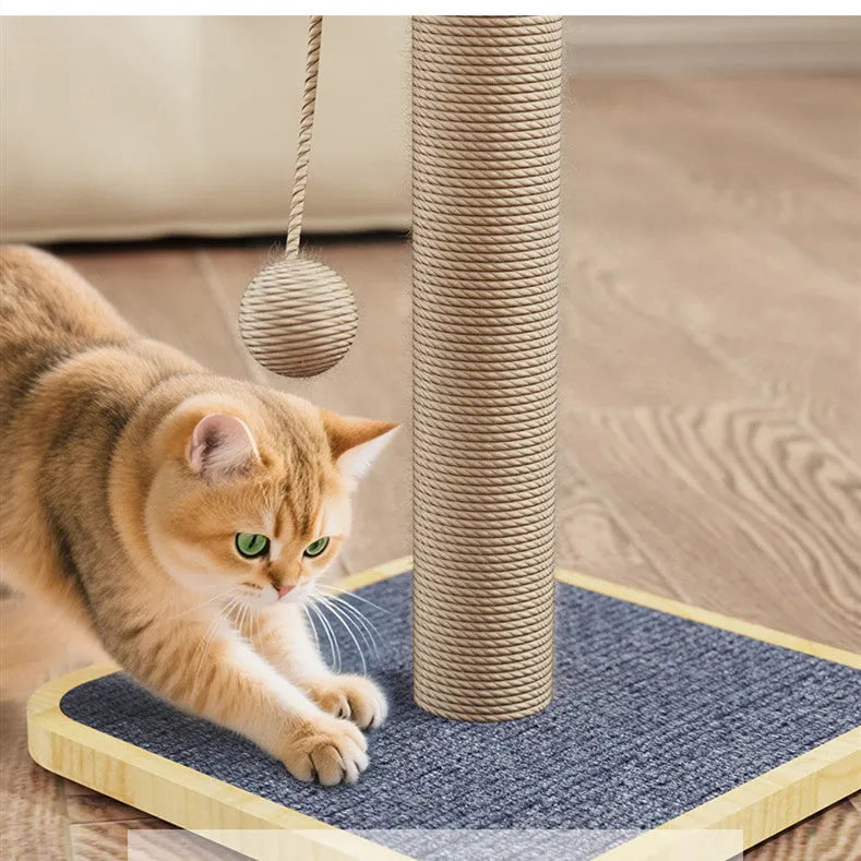Windmill design cat climbing frame with hanging ball and carpet leather scratching surfaces