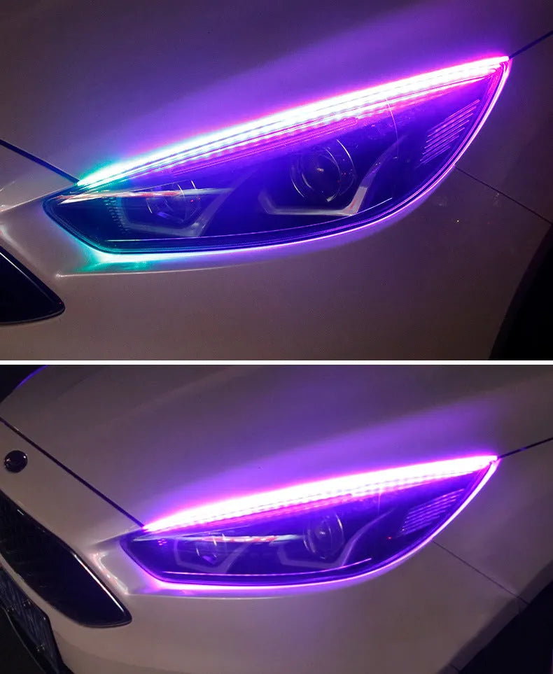 RGB colour changing LED daytime running light strip with remote control for General Motors vehicles