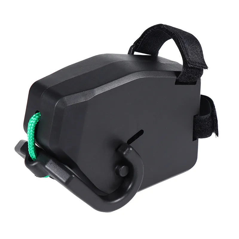 Black plastic bike trailer rope for connecting children's trailers to adult bicycles