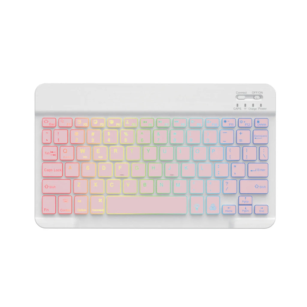 10-inch Bluetooth keyboard with colourful RGB backlighting for tablet typing