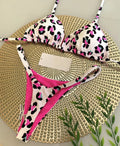 Women's printed bikini swimsuit with cotton lining on mannequin showing briefs style