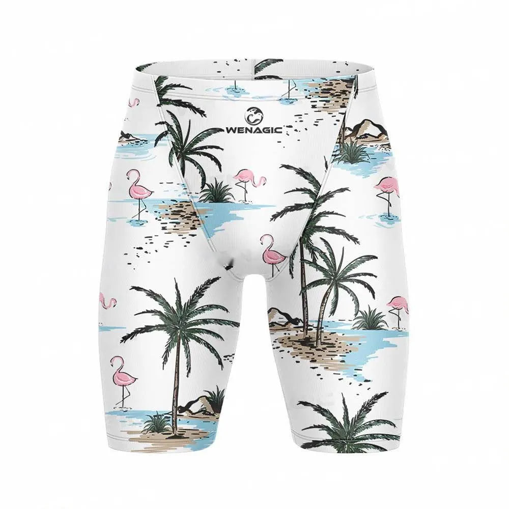 Men's Lycra swimming pants in pattern design with briefs style cut