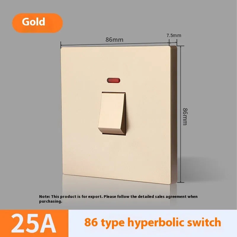 25A or 45A three-pole electrical switch with illuminated panel in gold, grey or white