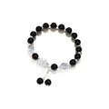 Natural black agate and grey opal couple bracelets with 10mm wave-shaped beads