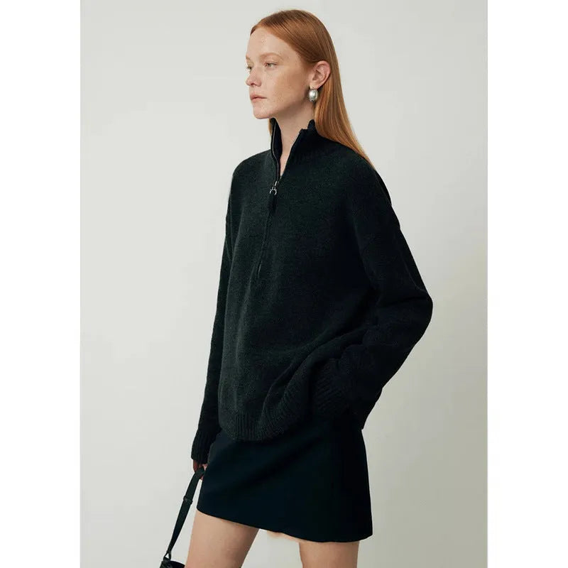 Women's loose lapels wool bandage dress in black or mountain rain grey for autumn and winter wear