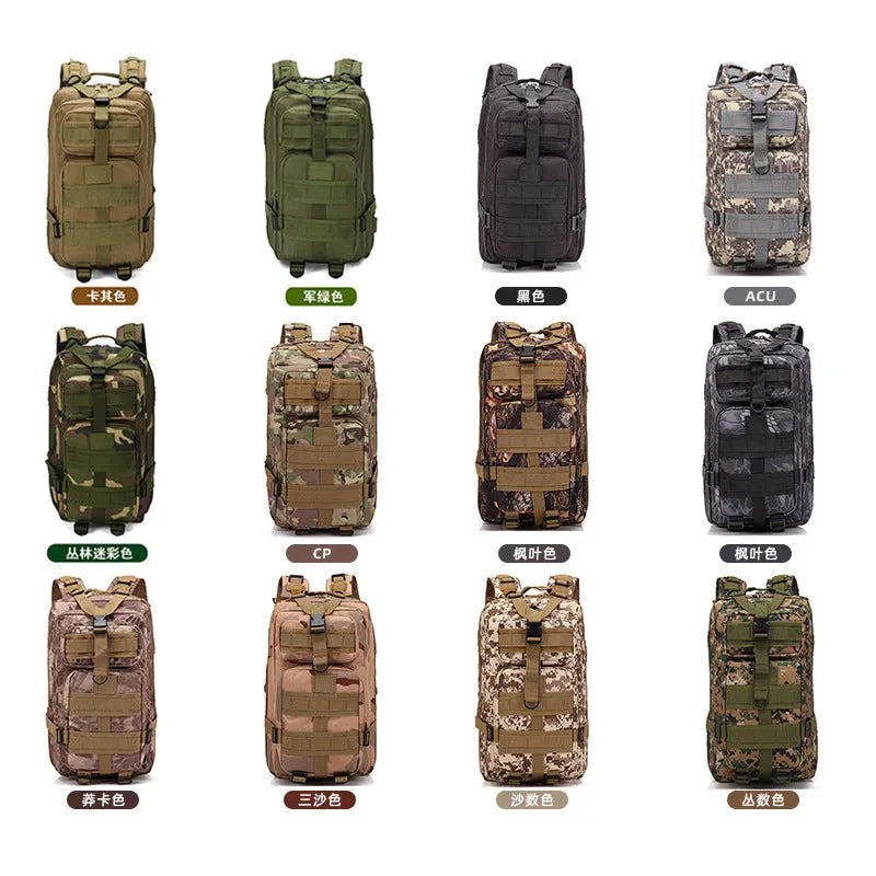 Large khaki coloured off-road hiking backpack with air pillow belt system on a rocky outdoor trail.