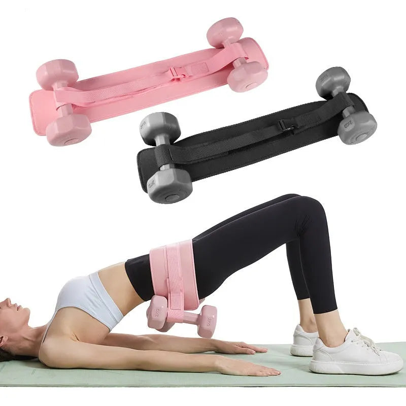 Weight-bearing hip bridge auxiliary strap fitness training belt in black or pink for yoga and body shaping
