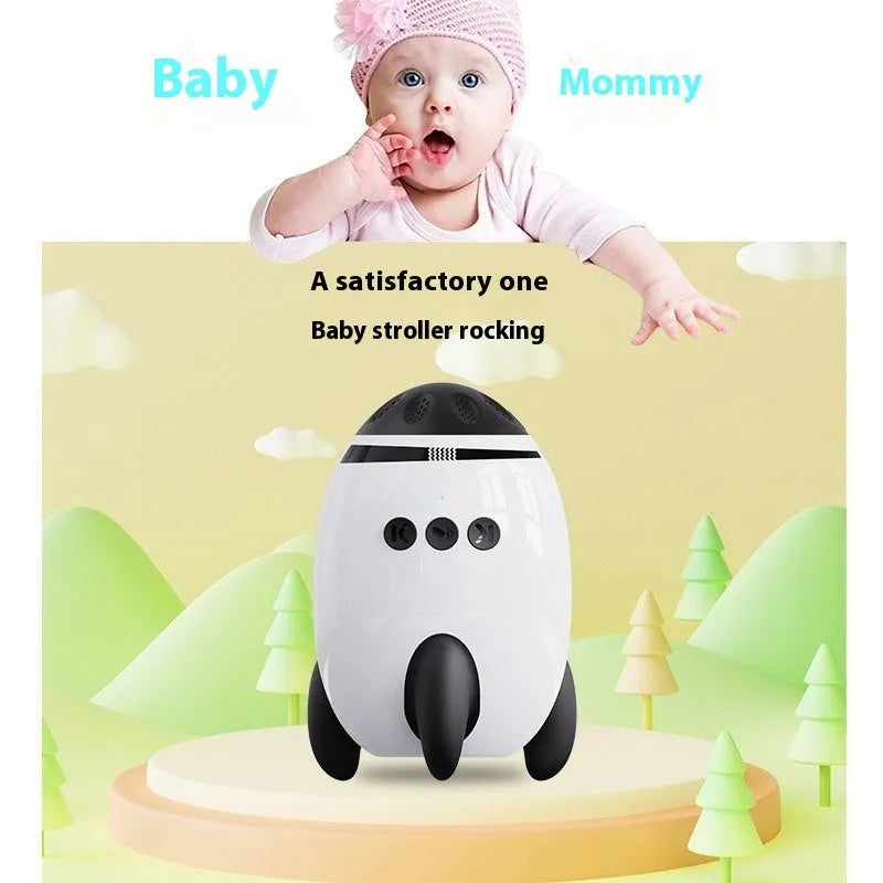 White baby sleep comforter device with Bluetooth connectivity measuring 12x9.3x8cm