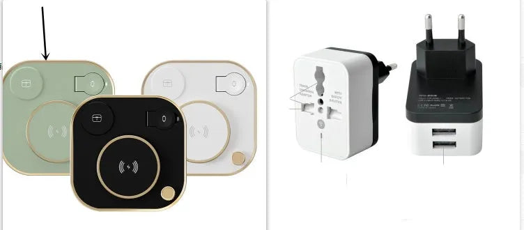 Wireless magnetic charging station with integrated desk lamp in black, green or white colours