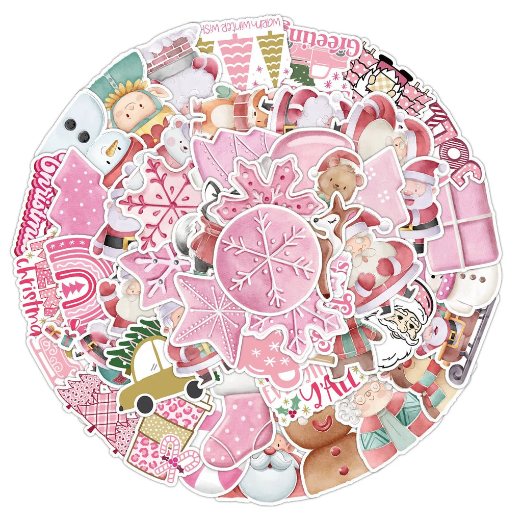 50 Christmas decoration stickers waterproof 4-8cm cute style for car phone computer guitar notebook