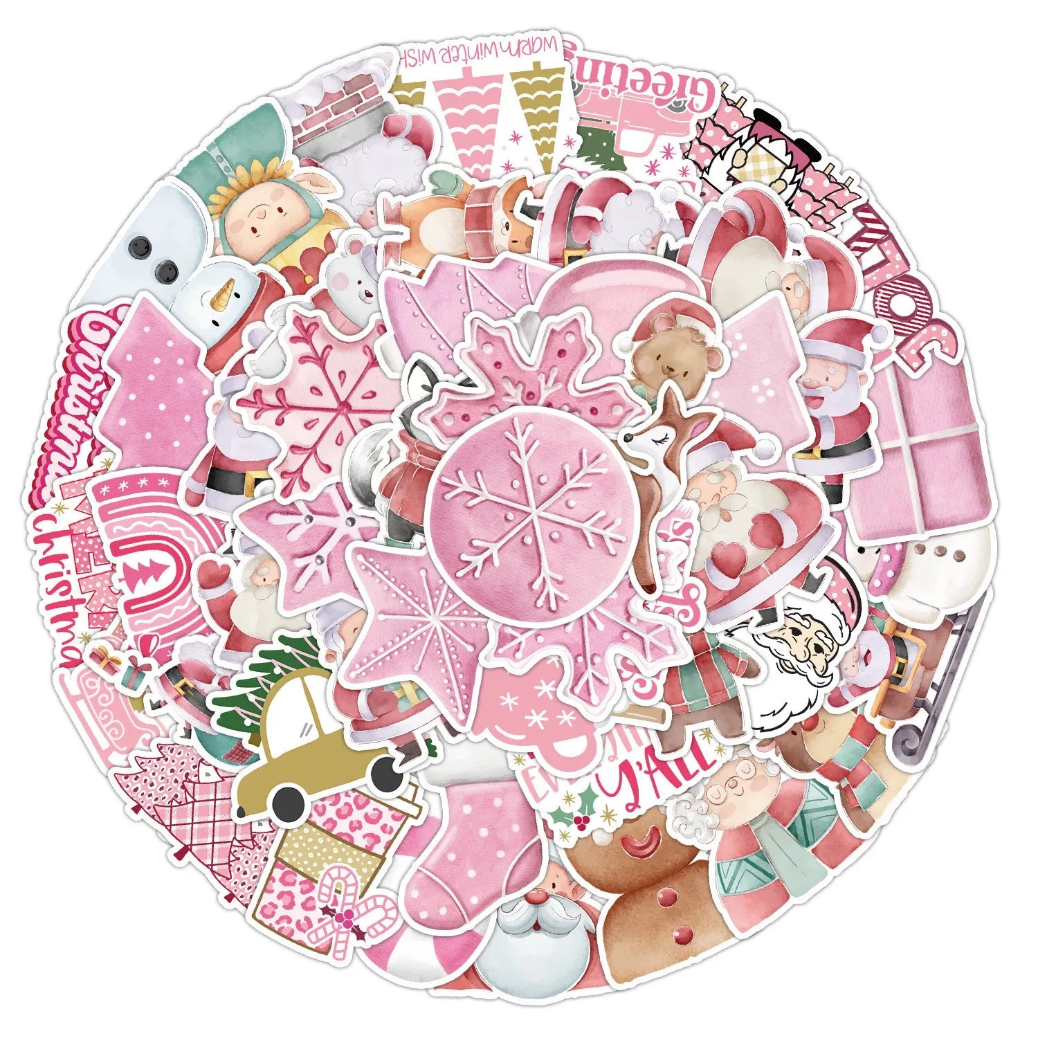 50 Christmas decoration stickers waterproof 4-8cm cute style for car phone computer guitar notebook