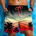 Men's ethnic style board swimming trunks in polyester fabric with loose fit design