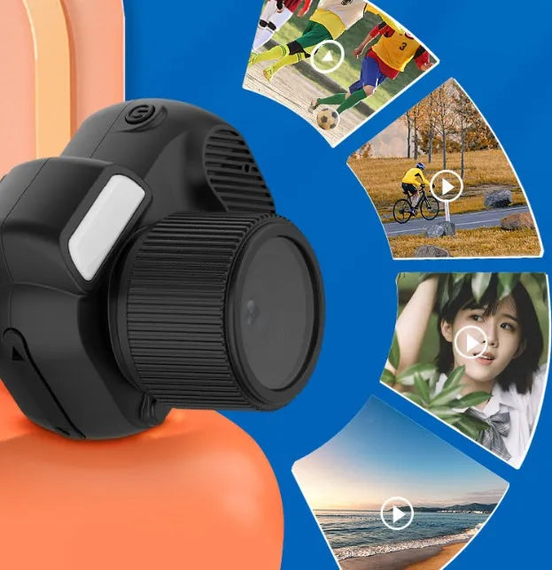 Black Y3000 HD compact sports camera with small display screen on a textured background.