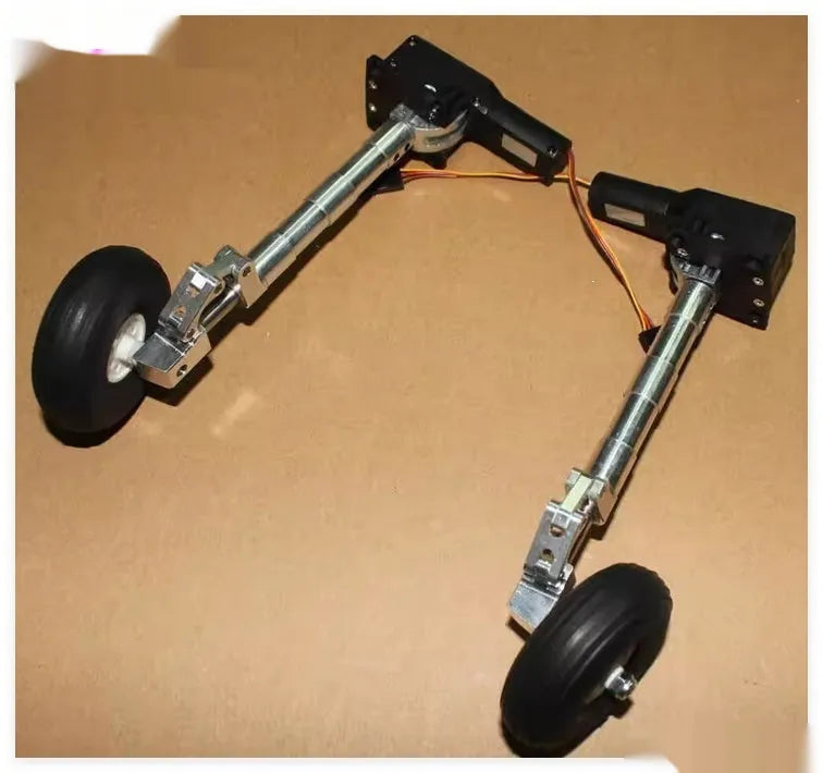 Retractable alloy landing gear with shock-absorbing system and multiple wheel size options