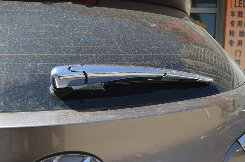 Four silver ABS plastic rear wiper trim caps for 2010 Hyundai vehicles