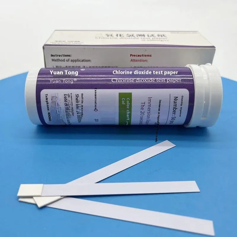 Chlorine dioxide test paper strips in bottle for waste water detection