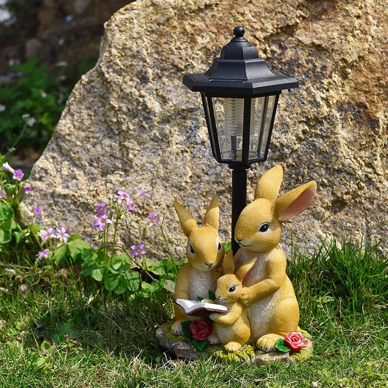 Hexagonal solar garden lamp in synthetic resin with decorative design
