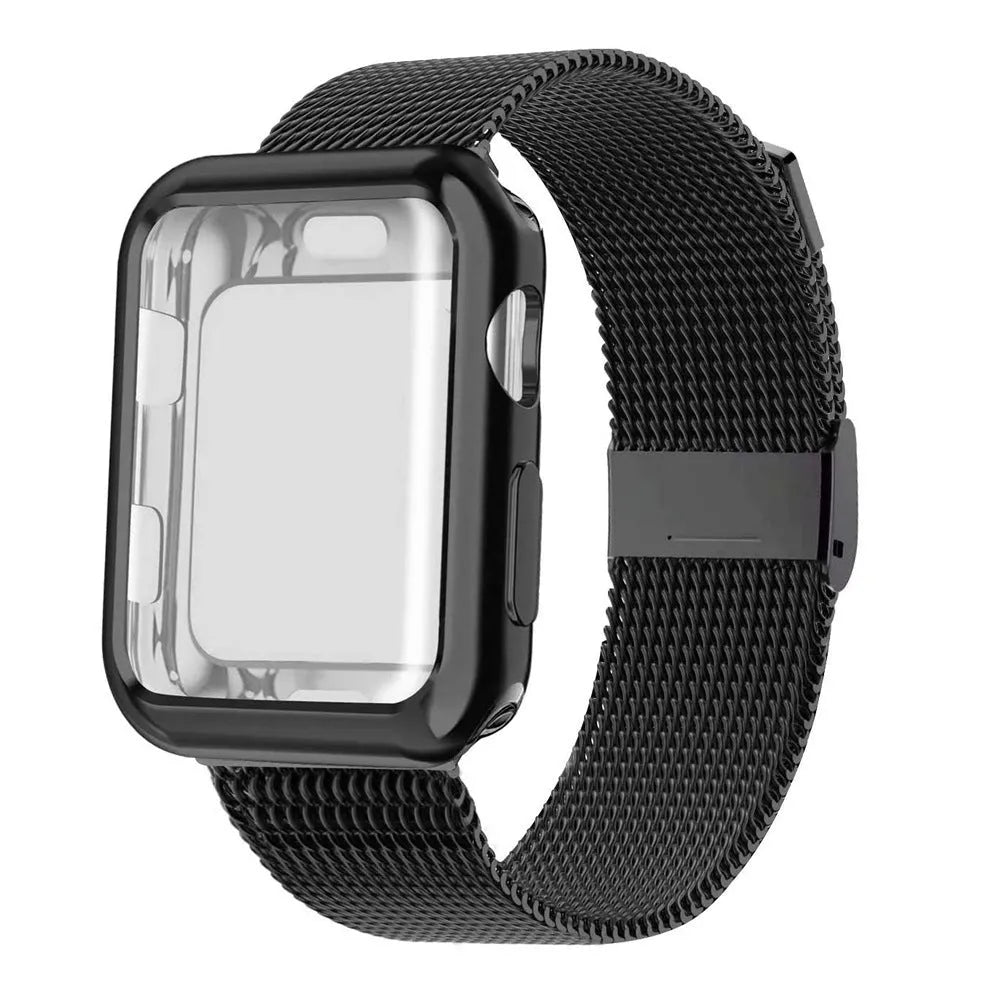 Magnetic Milan metal wrist strap for Apple Watch in multiple colours with matching case.