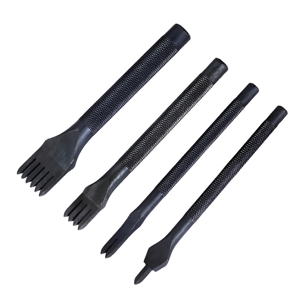 Black leather punch tool with diamond teeth, 3mm pitch, in PP bag pack, four tooth options