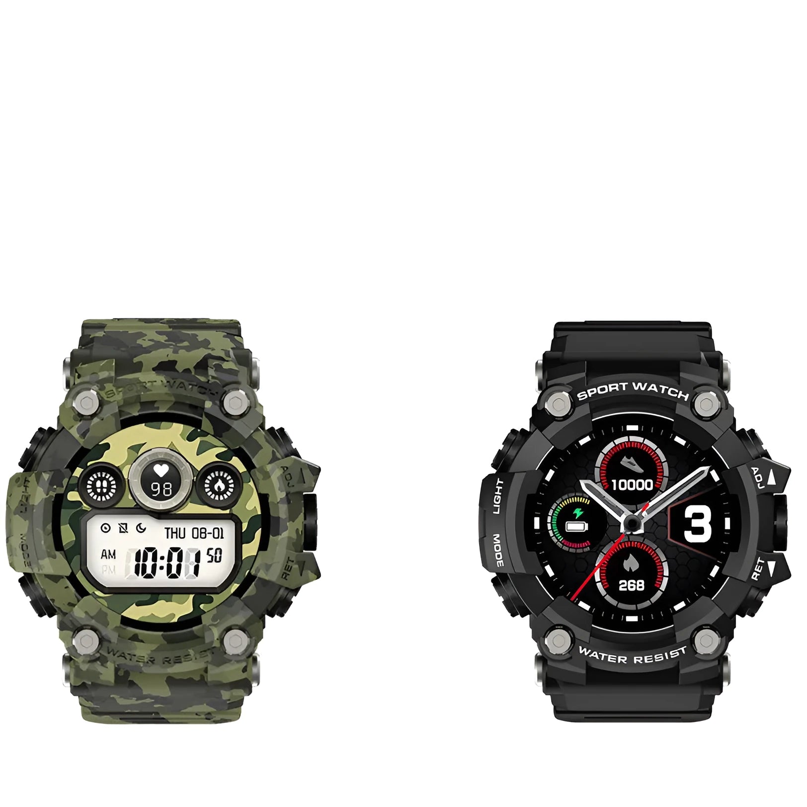 Black T6 Tactical Rugged Smart Watch with 1.3 inch screen on wrist