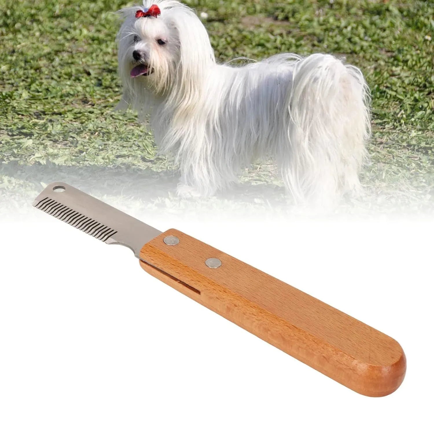Pet stripping comb with wooden handle for dog and cat grooming
