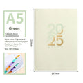 Soft faux leather A5 daily planner notebook open showing Dorian paper pages