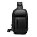 Black PVC outdoor leisure shoulder bag with air cushion strap and internal organisers