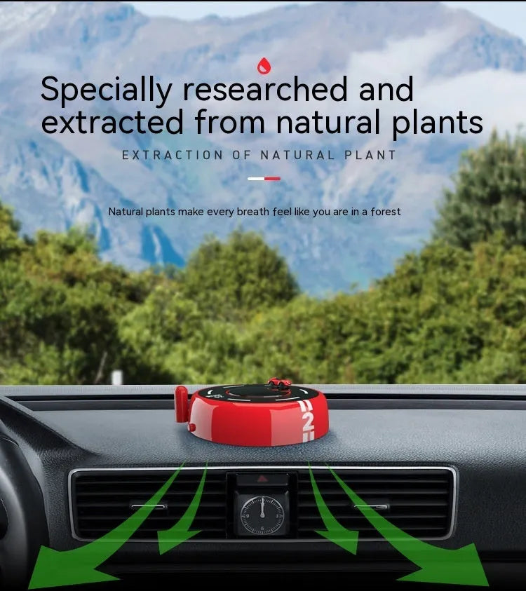 Round car aromatherapy decoration with solar panel in black, red or white colours