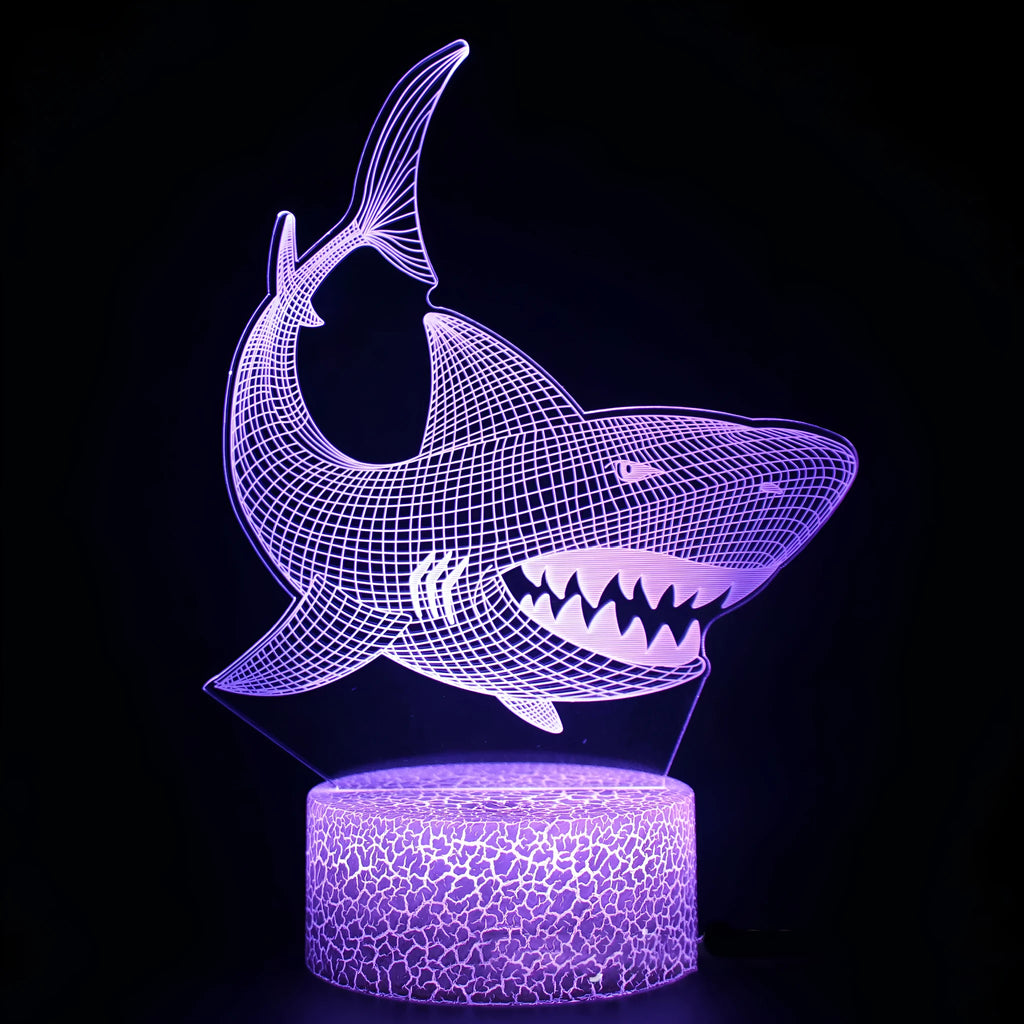 Shark series 3D table lamp with colourful LED lighting and remote control