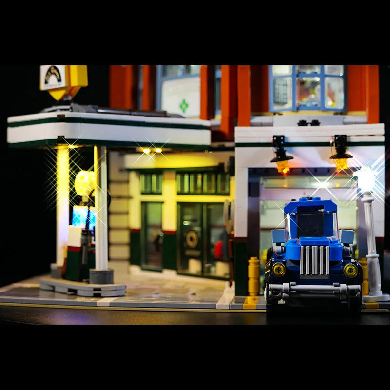 MOC modified LED lighting accessories plastic kit in corner repair shop colours for model building