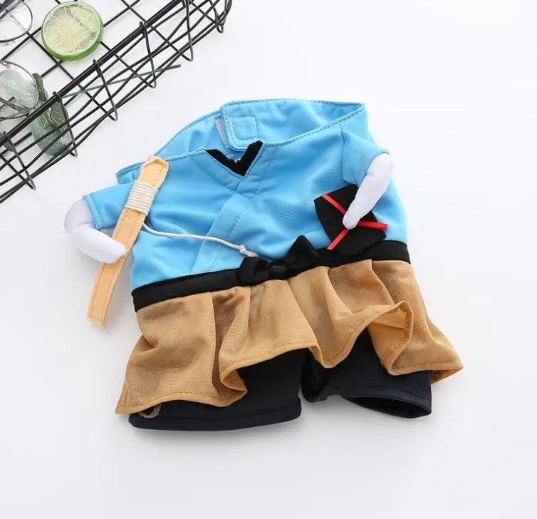 Cat cosplay costume uniform suit in size S M L XL with neck and bust measurements for cats