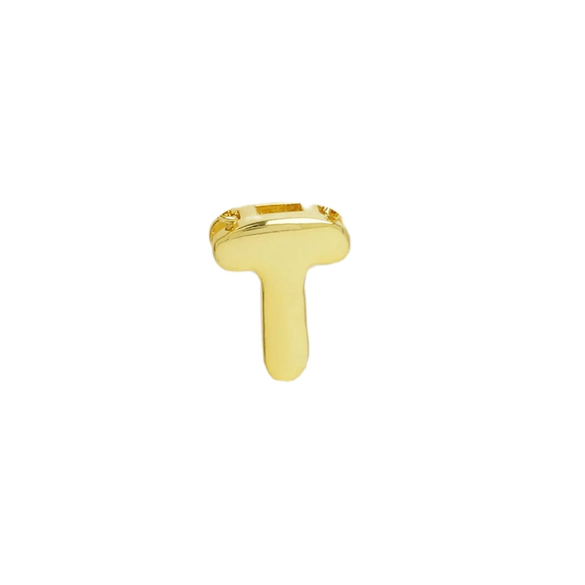18k brass smooth surface bubble letter bracelet with pendant in gold colour on copper alloy