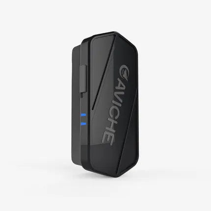 Black wearable air purifier necklace showing compact size and USB port for charging.