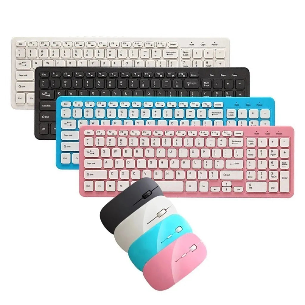 Wireless keyboard and mouse set with 96 keys and DPI switching mouse in multiple colour options