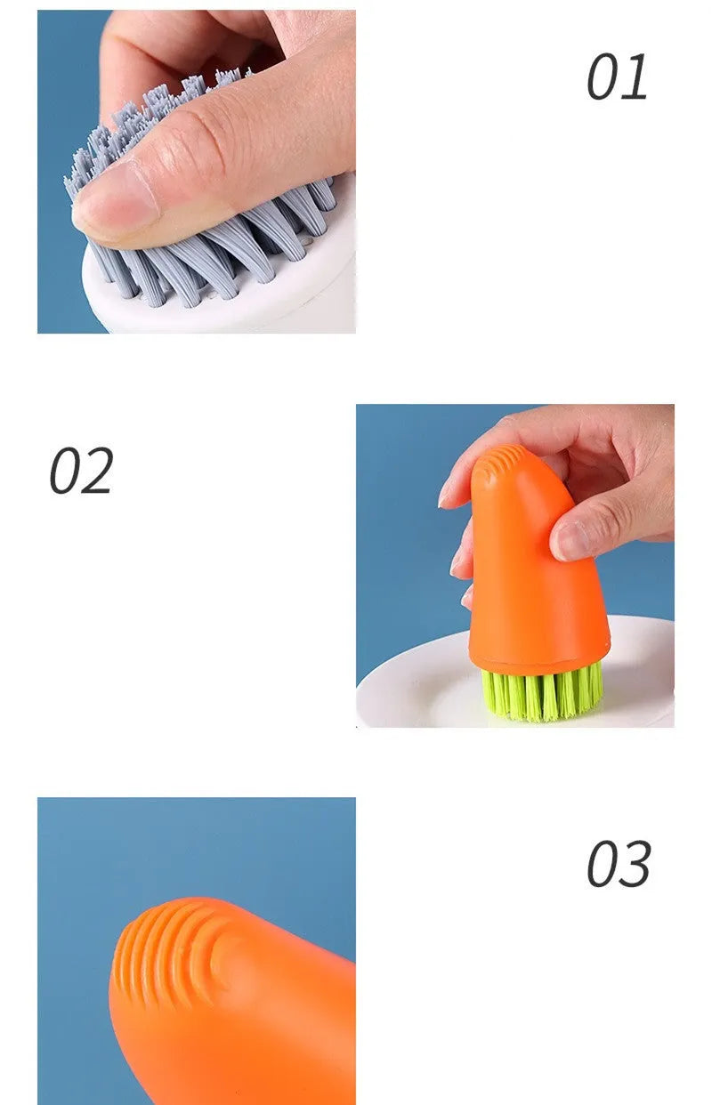 Carrot-shaped nylon kitchen cleaning brush in orange colour, 14.5cm length