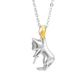 925 sterling silver clavicle chain with cat charm and electroplated finish in D3247 colour
