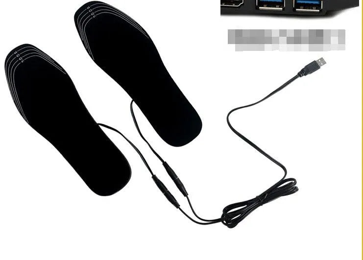 USB rechargeable heated insoles with three temperature settings and full-foot heat coverage