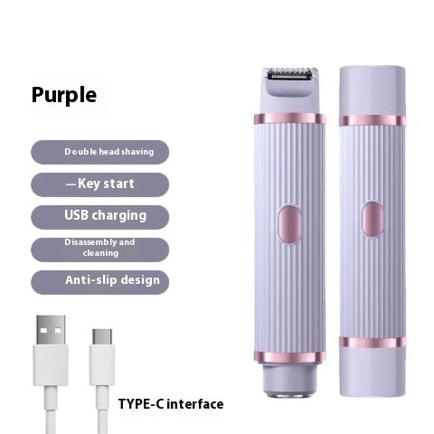 Painless Dual-Head Women's Electric Shaver - Automatic Body Hair Trimmer for Face, Lips, Underarms, Legs & Bikini Line (USB Rechargeable)