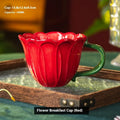 Ceramic breakfast cup with flower pattern, 500ml capacity in red or purple colour