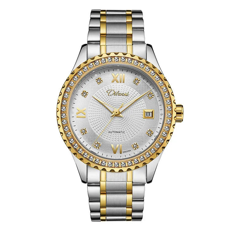 Men's automatic mechanical watch with luminous hands and waterproof case in business style