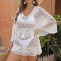 White polyester beach blouse with acrylic lining for swimming sun protection