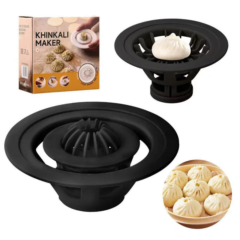 Black Jinkali steamed bun mould set with four tools for shaping baozi and dim sum