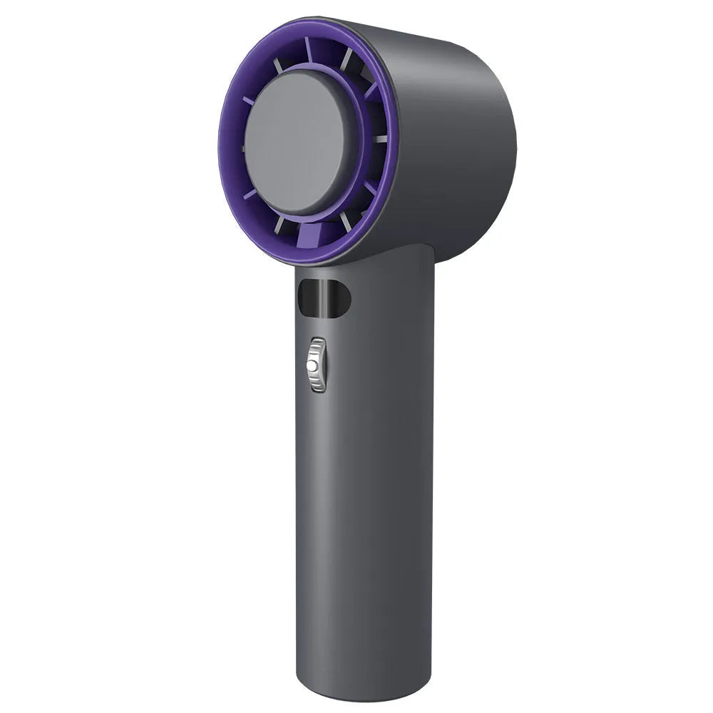 Portable handheld turbo fan with semiconductor refrigeration, 3000mAh battery, adjustable wind speeds, 58x60.5x170mm, white colour option
