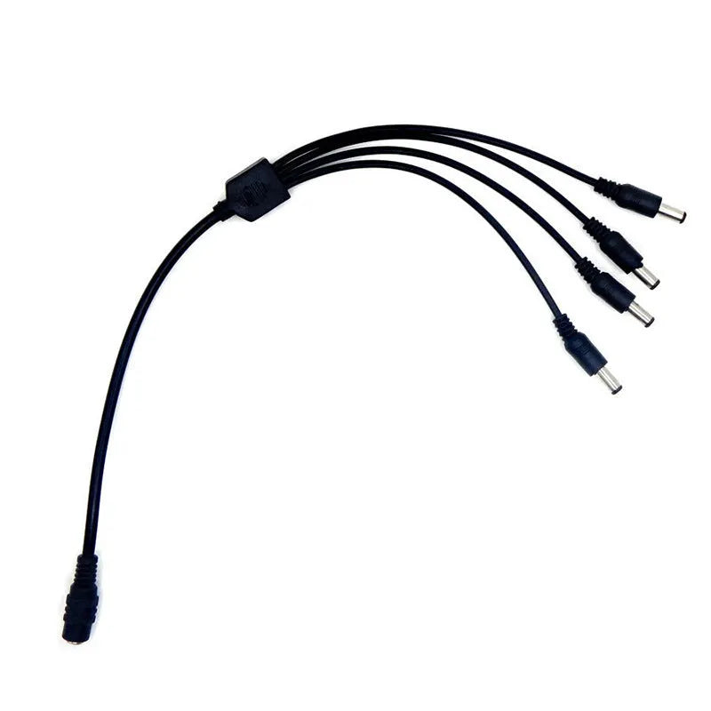 Black DC 1-in-4 monitoring power cable with 5.5mm connectors, length 0.39m