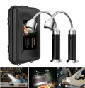 Black magnetic LED barbecue grill light with 9 LEDs and 360-degree rotating head on a metal surface