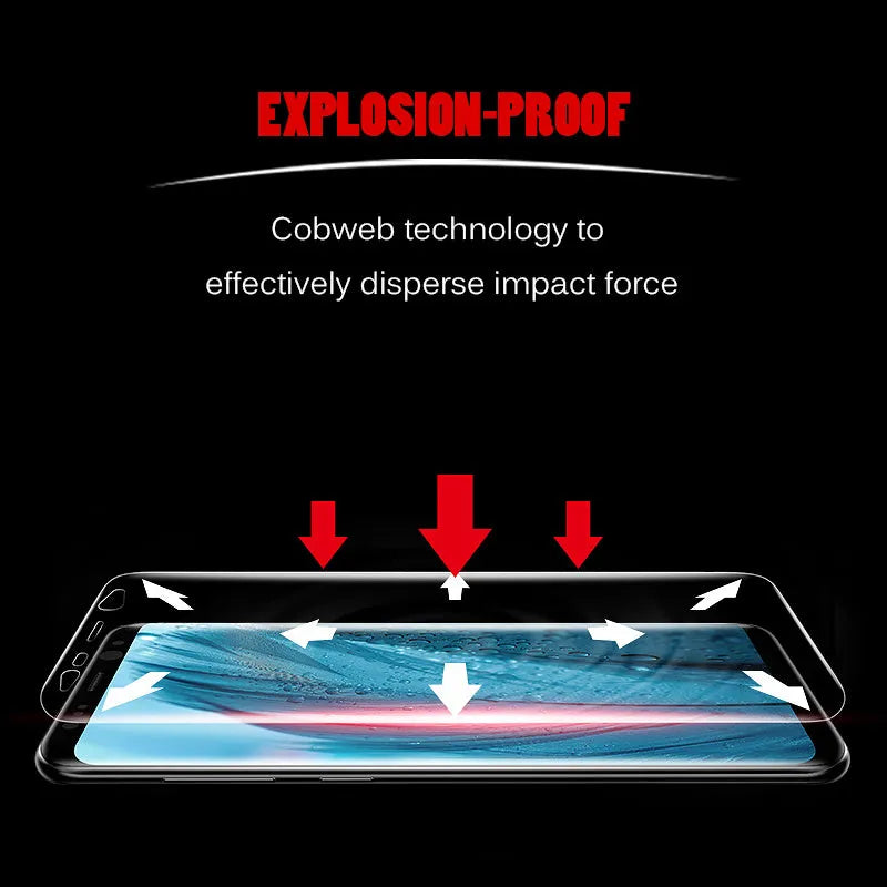 Curved purple-light hydraulic screen protector for Samsung Galaxy S series phones on display