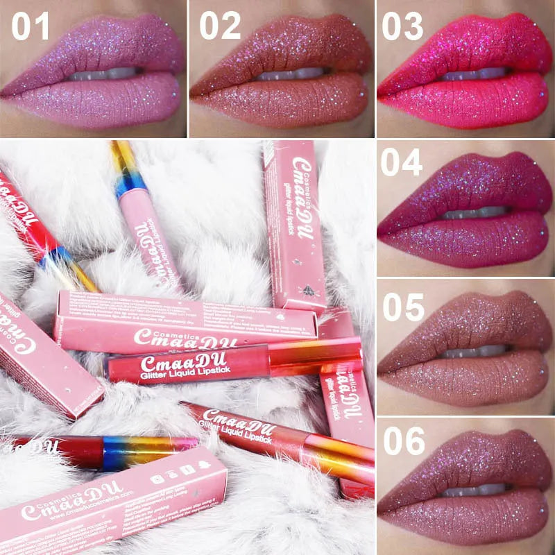 Symphony shiny matte metal lip gloss lipstick 4mL in shade 01 style with silver tube and black cap