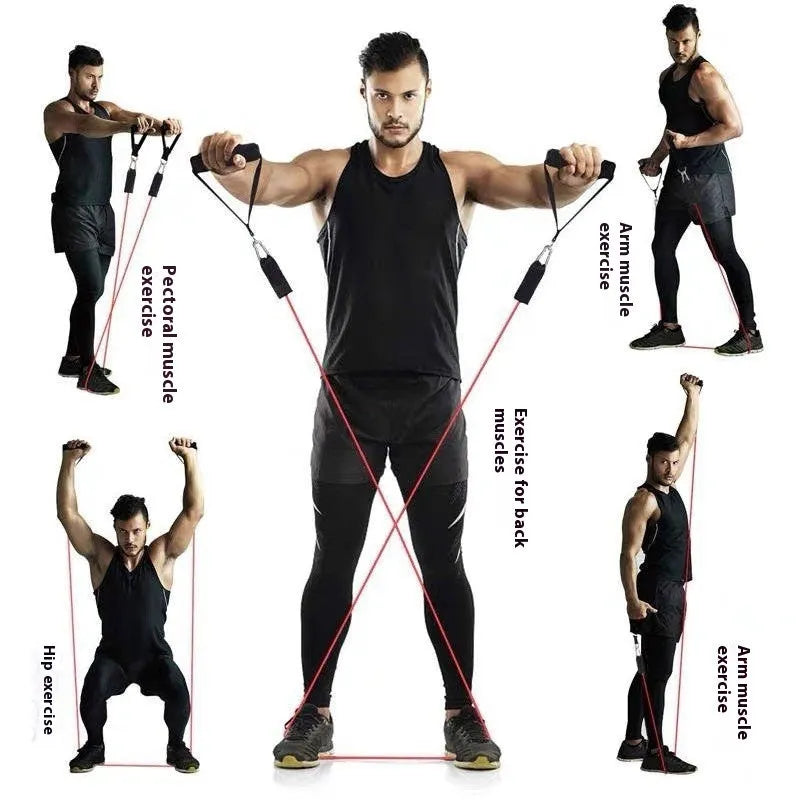 Door-mounted sports pulling rope set with ABS construction and hook attachments for strength training exercises.