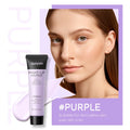 Colour-correcting makeup primer base cream in purple, pink, and green shades, 30g