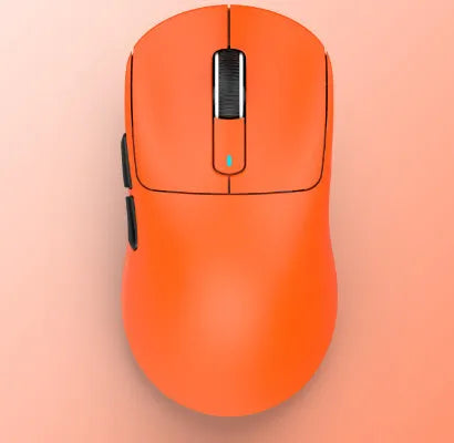 Black three-mode rechargeable computer mouse with USB-C cable and receiver on a desk